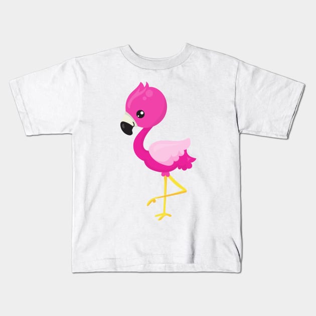 Cute Flamingo, Little Flamingo, Pink Flamingo Kids T-Shirt by Jelena Dunčević